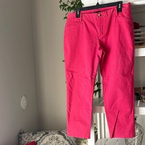 Vibrant Pink Cropped Stretch Trousers